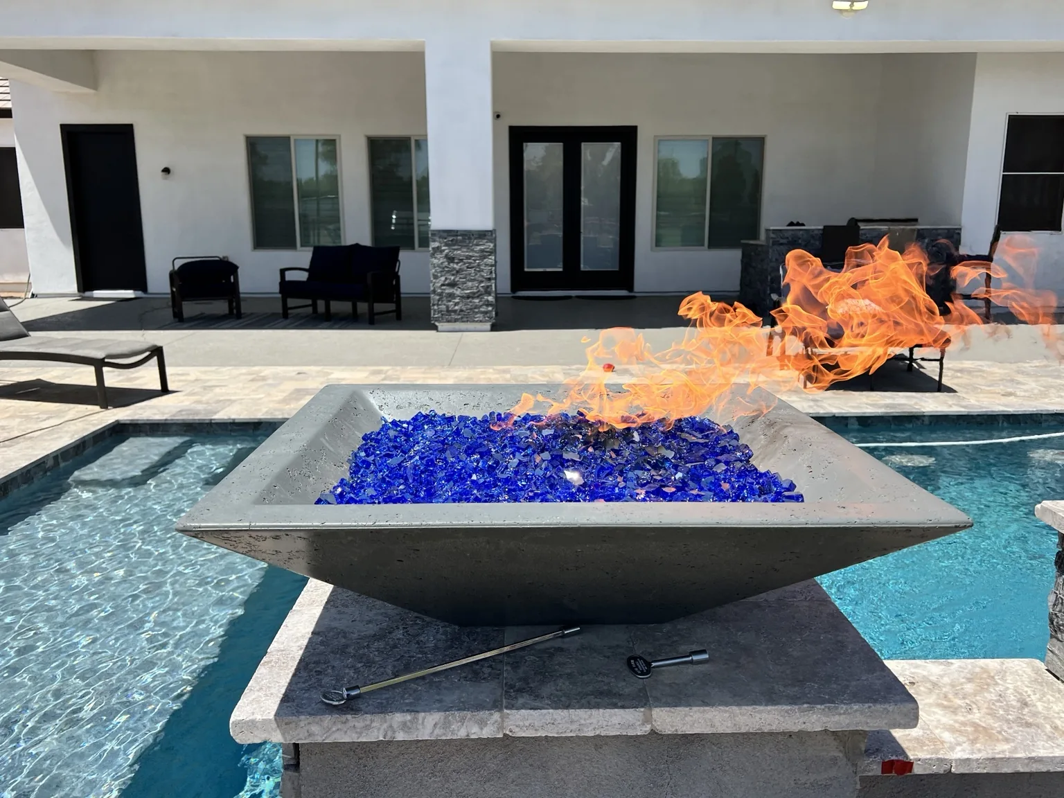 Poolside fire bowl