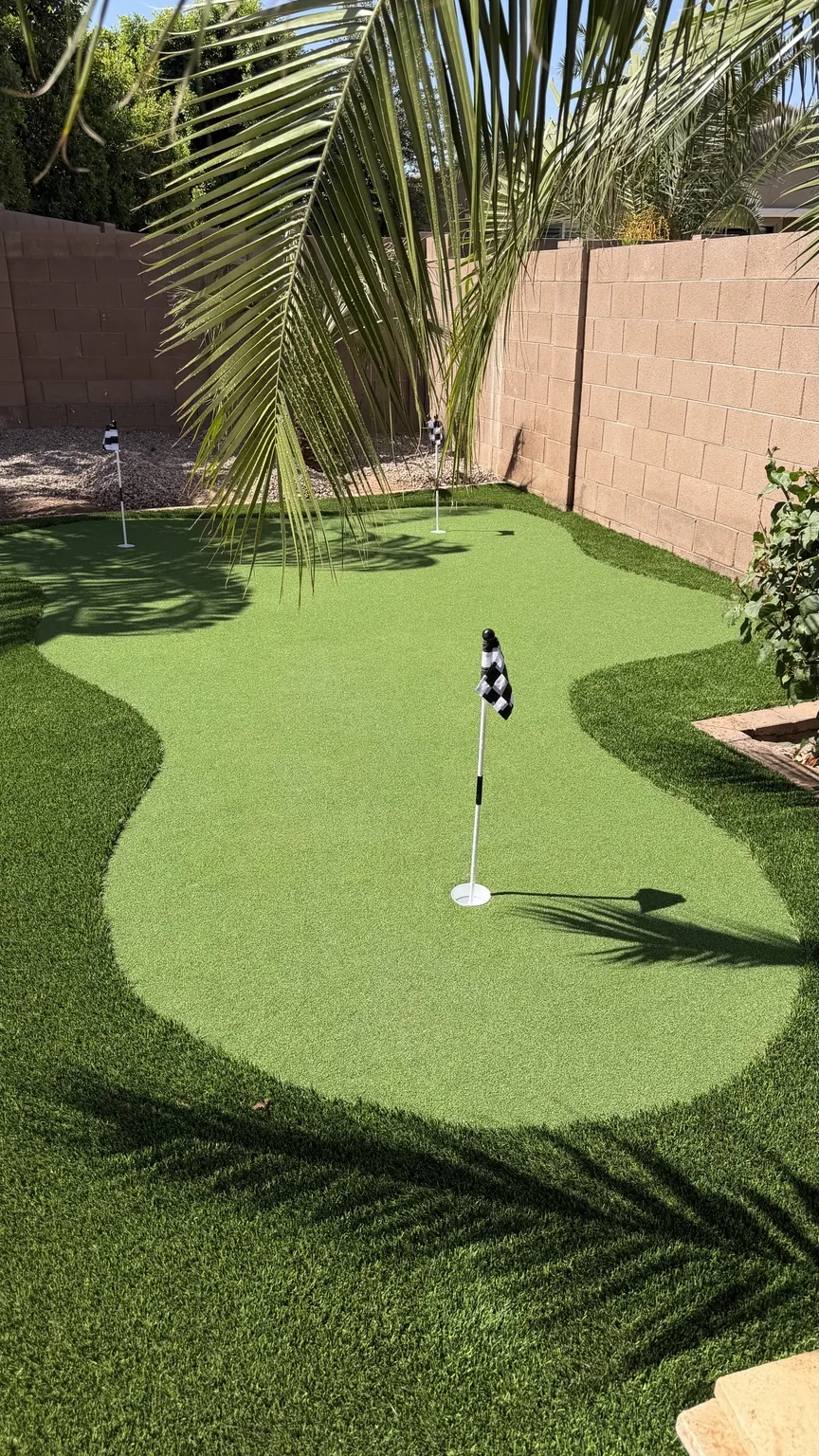 Custom artificial turf putting green by AZ Top Remodeling